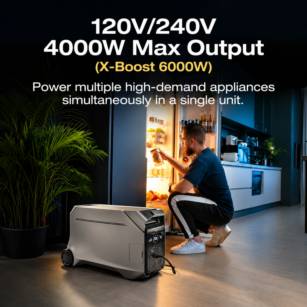 ⚡ 4096Wh Portable Power Station – 4000W/6000W Output & 120V/240V Backup