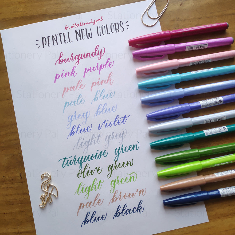 Pentel Fude Touch Brush Sign Pen - Pale Blue - 2020 New Colors - Stationery Pal