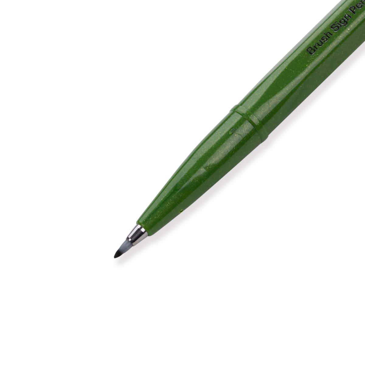 Pentel Fude Touch Brush Sign Pen - Olive Green - 2020 New Colors - Stationery Pal